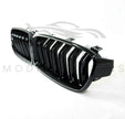 BMW 3 SERIES F30/F31 GLOSS BLACK FRONT GRILLS DOUBLE SLAT - M STYLE - BLACK