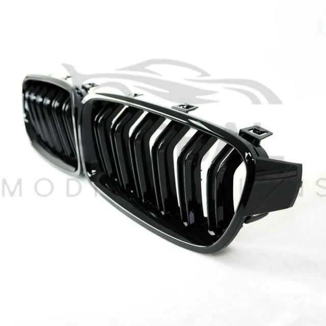 BMW 3 SERIES F30/F31 GLOSS BLACK FRONT GRILLS DOUBLE SLAT - M STYLE - BLACK