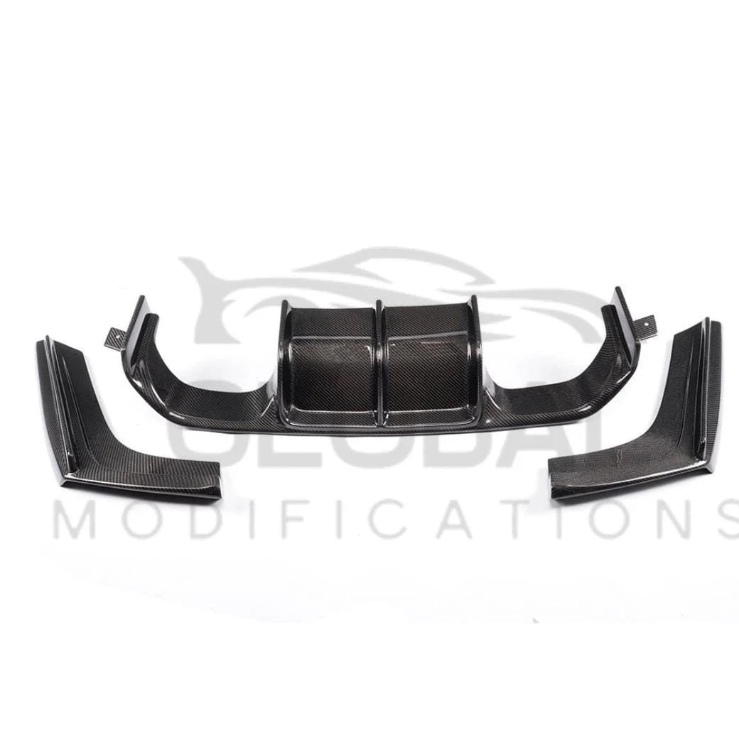 BMW M3 M4 F80 F82 F83 GENUINE CARBON FIBRE 3 PIECE REAR DIFFUSER - V STYLE
