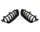 BMW 3 SERIES F30/F31 GLOSS BLACK FRONT GRILLS DOUBLE SLAT - M STYLE - BLACK